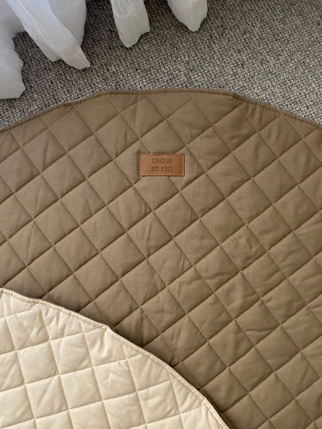 Reversible Linen Playmat - Khaki/Natural