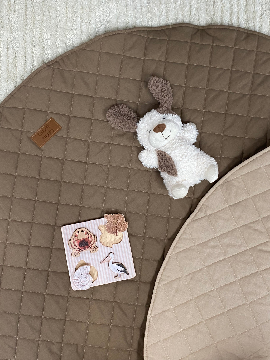 Reversible Linen Playmat - Khaki/Natural